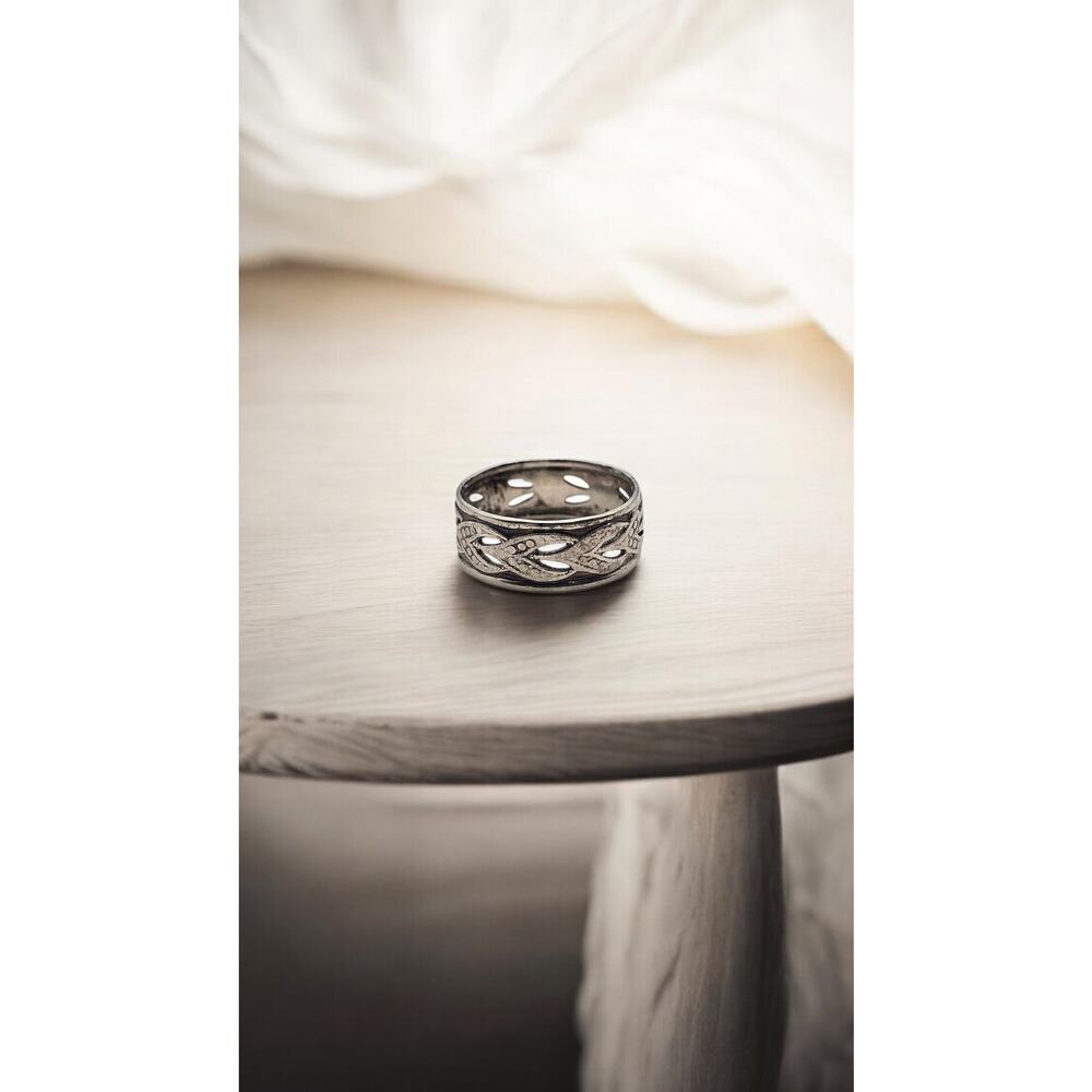 Twisted Scrollwork Ring Size 9 Sterling Silver – Celtic Inspired Band - Picture 4 of 6